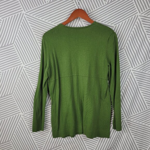 J. Jill Pullover Sweater Size Small Cotton Blend Womens Green Boxy - Picture 4 of 6